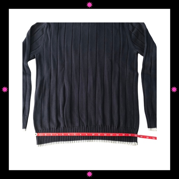 MEN’S NAVY BLUE SWEATER WITH WHITE TRIM ON CUFFS, NECK & BOTTOM BY NAUTICA XL - Picture 6 of 7